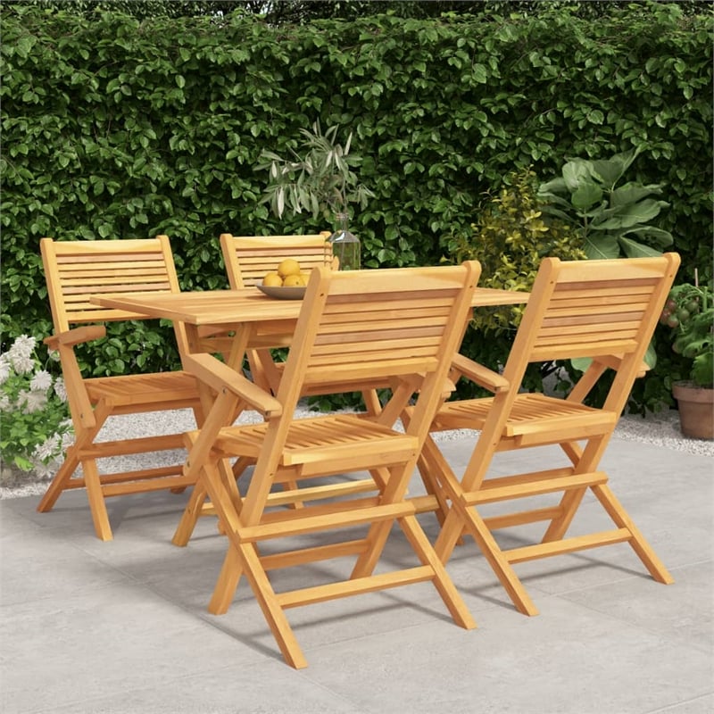vidaXL Solid Teak Wood Medium Foldable Garden Dining Set in Brown