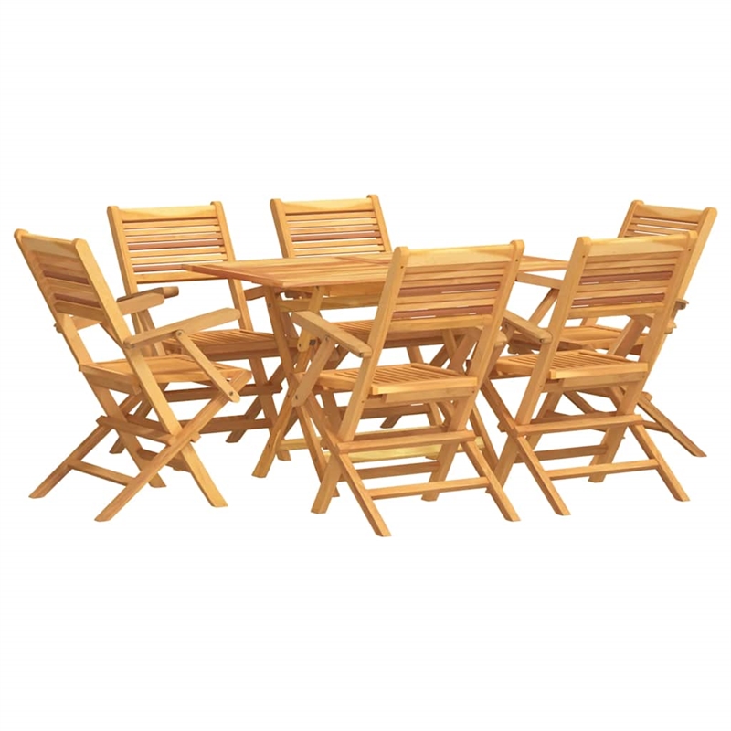 vidaXL Solid Teak Wood Large Foldable Garden Dining Set in Brown
