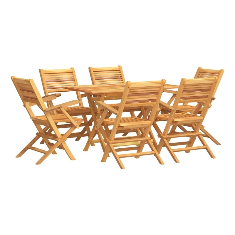 vidaXL Solid Teak Wood Large Foldable Garden Dining Set in Brown