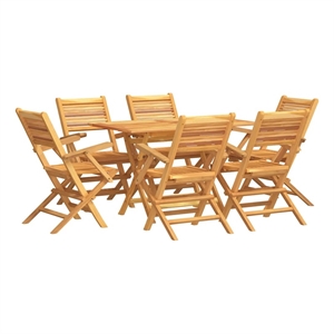 vidaXL Solid Teak Wood Large Foldable Garden Dining Set in Brown