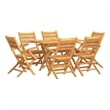 vidaXL Solid Teak Wood Large Foldable Garden Dining Set in Brown