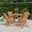 vidaXL Solid Teak Wood 5 Piece Garden Dining Set in Natural Teak/Brown