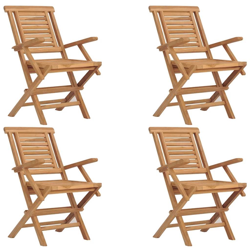 vidaXL Solid Teak Wood 5 Piece Garden Dining Set in Natural Teak/Brown