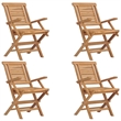 vidaXL Solid Teak Wood 5 Piece Garden Dining Set in Natural Teak/Brown