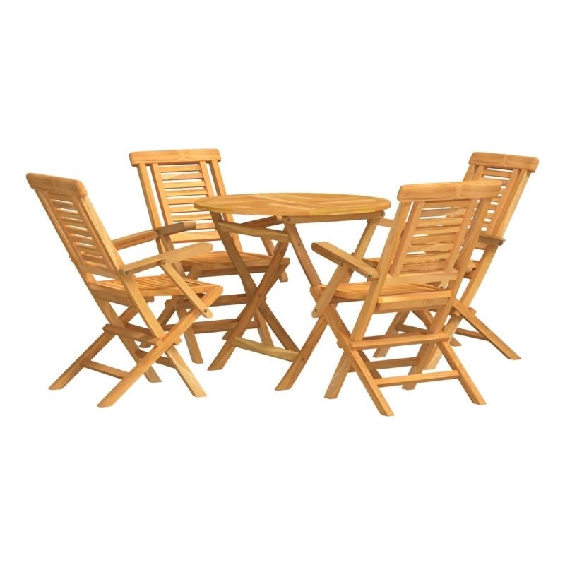 vidaXL Solid Teak Wood 5 Piece Garden Dining Set in Natural Teak/Brown