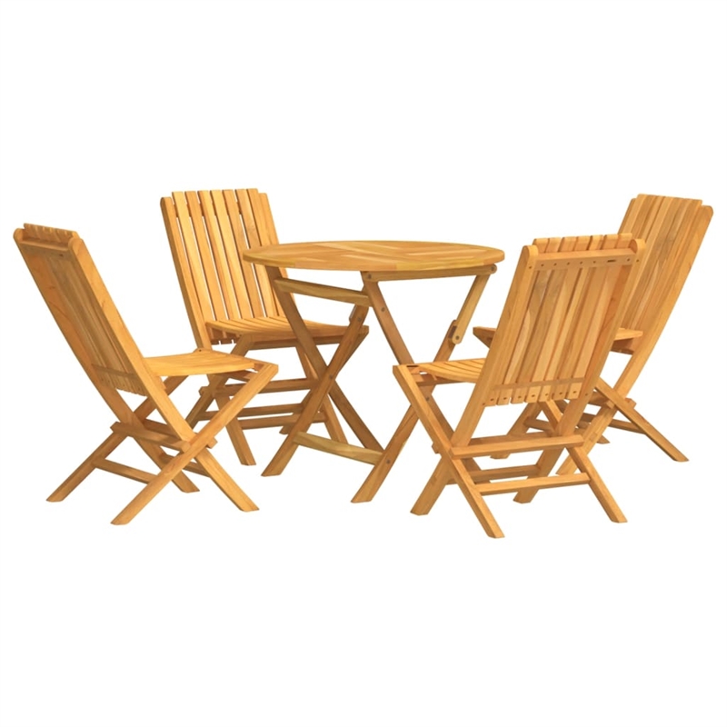 vidaXL Solid Teak Wood Medium Collapsible Garden Dining Set in Teak/Brown