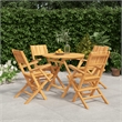 vidaXL Solid Teak Wood 5 Piece Foldable Garden Dining Set in Teak/Brown