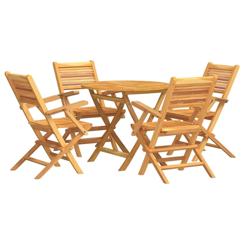 vidaXL Solid Teak Wood Medium Foldable Garden Dining Set in Teak/Brown