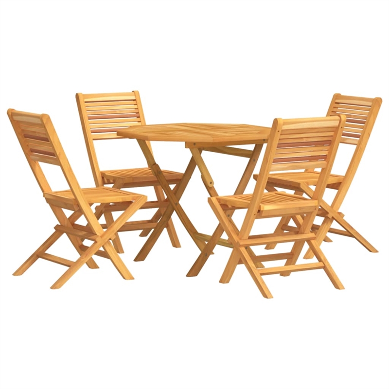 vidaXL Solid Teak Wood 5 Piece Garden Dining Set in Natural Teak/Brown