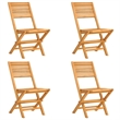 vidaXL Solid Teak Wood 5 Piece Garden Dining Set in Natural Teak/Brown
