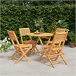 vidaXL Solid Teak Wood 5 Piece Garden Dining Set in Natural Teak/Brown