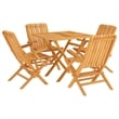 vidaXL Solid Teak Wood 5 Piece Foldable Garden Dining Set in Brown