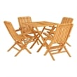 vidaXL Solid Teak Wood 5 Piece Foldable Garden Dining Set in Brown