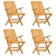 vidaXL Solid Teak Wood 5 Piece Foldable Garden Dining Set in Brown