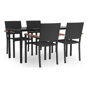 vidaXL Garden Dining Set in Black and Brown