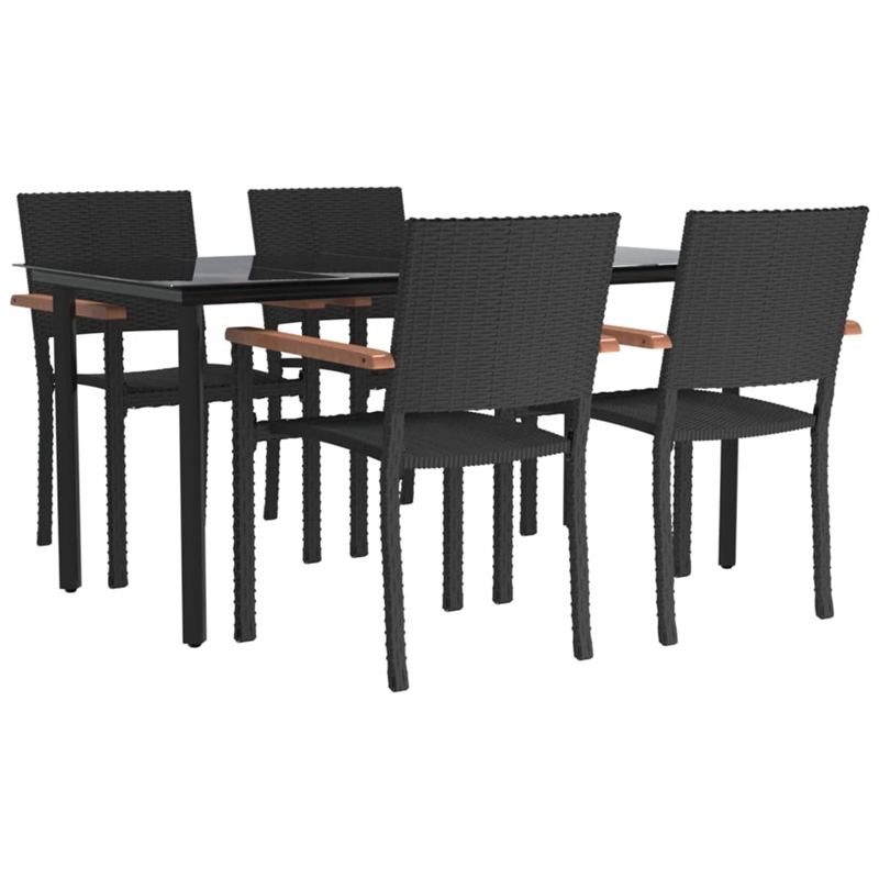 vidaXL Garden Dining Set in Black and Brown