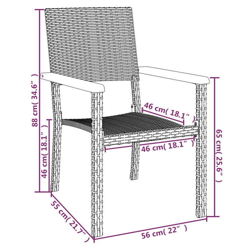 vidaXL Garden Dining Set in Black and Brown