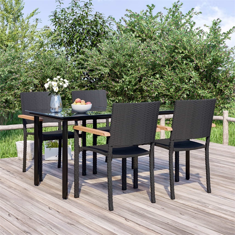 vidaXL Garden Dining Set in Black and Brown