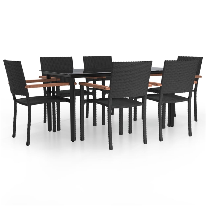 vidaXL 7 Piece Garden Dining Set in Black