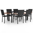 vidaXL 7 Piece Garden Dining Set in Black