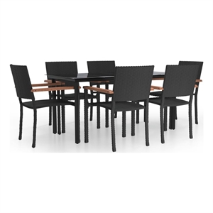 vidaXL 7 Piece Garden Dining Set in Black