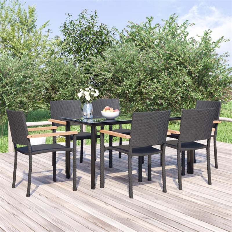 vidaXL 7 Piece Garden Dining Set in Black