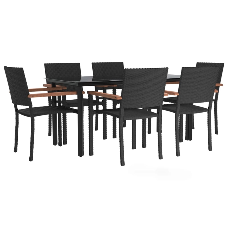 vidaXL 7 Piece Garden Dining Set in Black