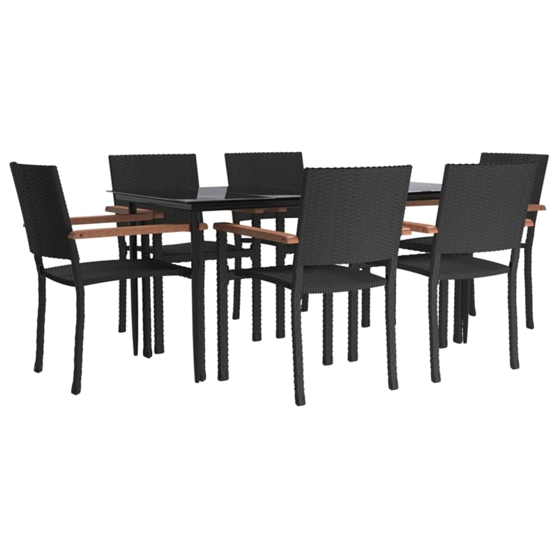 vidaXL Garden Dining Set in Black and Brown