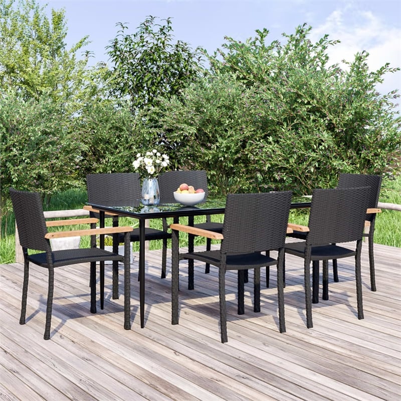 vidaXL Garden Dining Set in Black and Brown