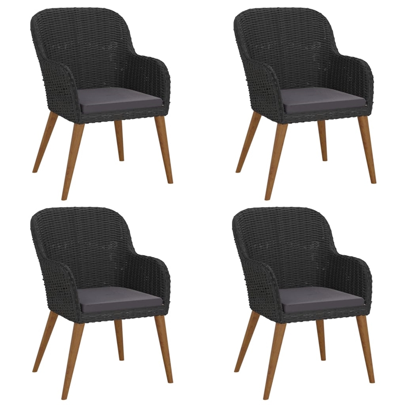 vidaXL Solid Acacia Wood 5 Piece Set Durable Garden Dining Set in Black