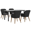 vidaXL Solid Acacia Wood 5 Piece Set Durable Garden Dining Set in Black
