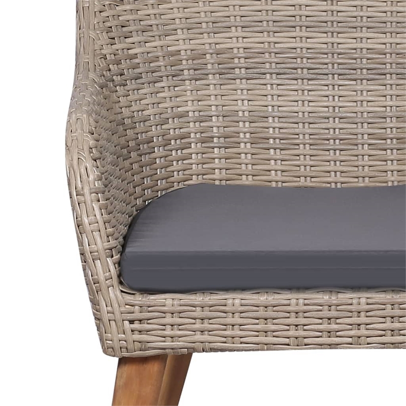 vidaXL Garden Dining Set Table in Black/Chairs in Brown/Cushions in Dark Gray