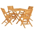 vidaXL Solid Teak Wood 5 Piece Foldable Garden Dining Set in Teak