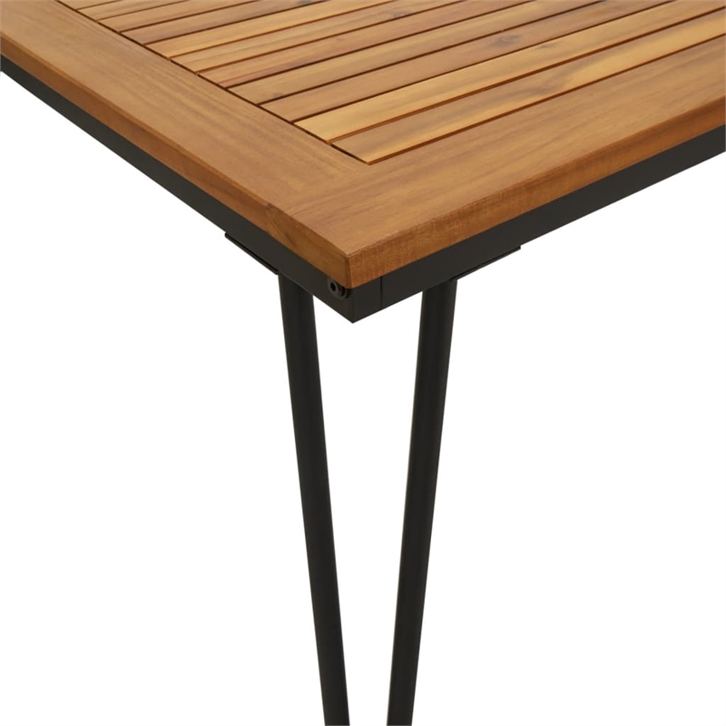 vidaXL Solid Acacia Wood and Powder-Coated Steel Garden Dining Set in Brown