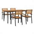 vidaXL Solid Acacia Wood and Powder-Coated Steel Garden Dining Set in Brown