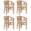 vidaXL Solid Teak Wood 5-Piece Ergonomic Garden Dining Set in Brown