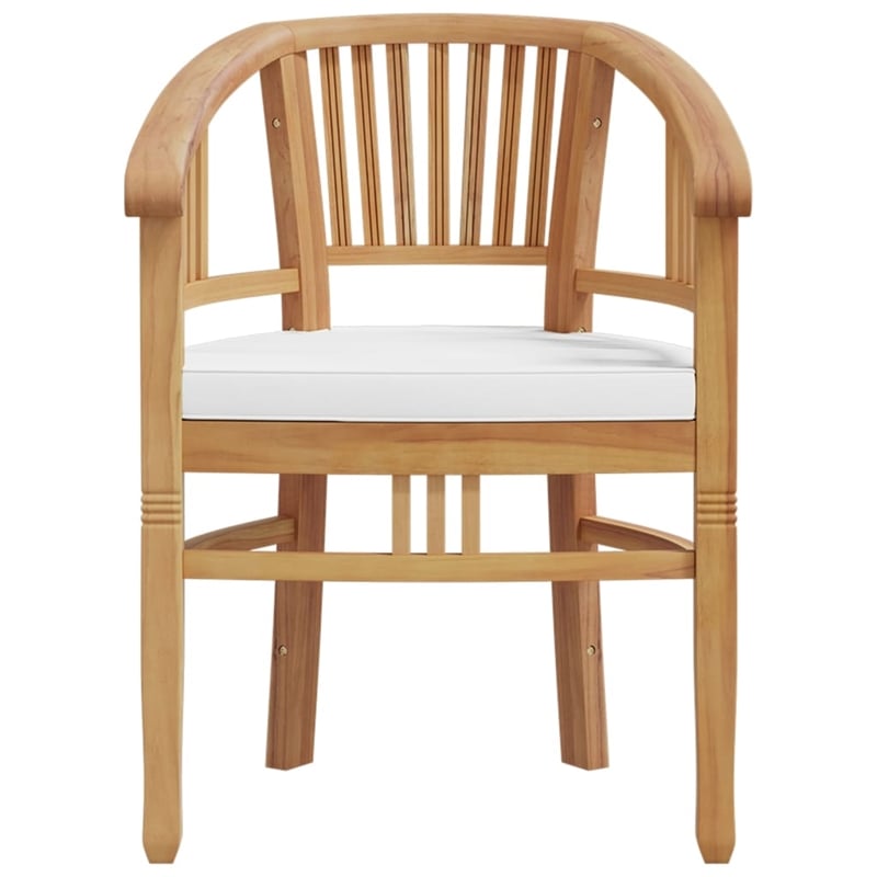 vidaXL Patio Dining Set in Natural Teak/Cream White - Set Of 2