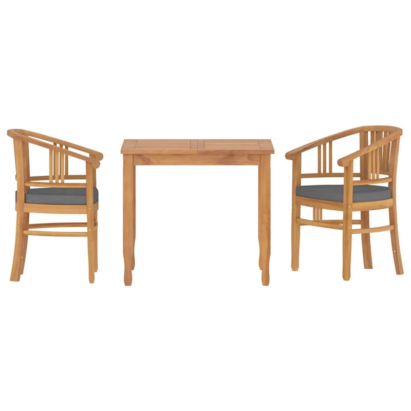 vidaXL Small Patio Dining Set in Teak Wood - Set Of 2