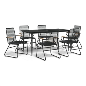 vidaXL Powder-Coated Steel Large Durable Garden Dining Set in Black