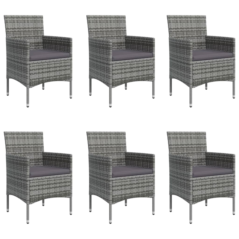 vidaXL Poly Rattan 7 Piece Garden Dining Set in Gray