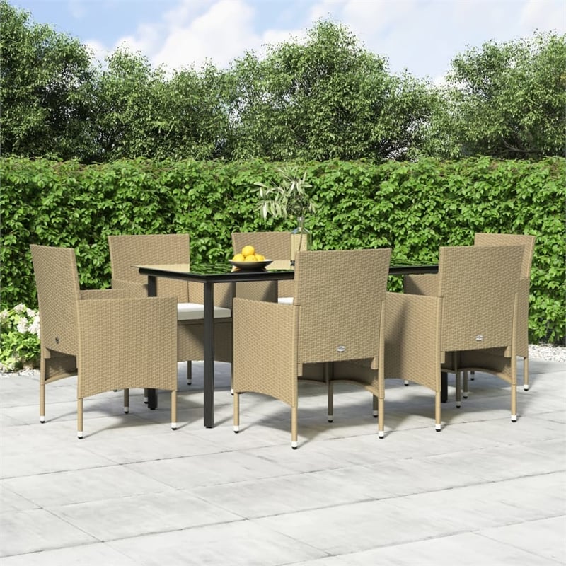 vidaXL Garden Dining Set in Beige and Black