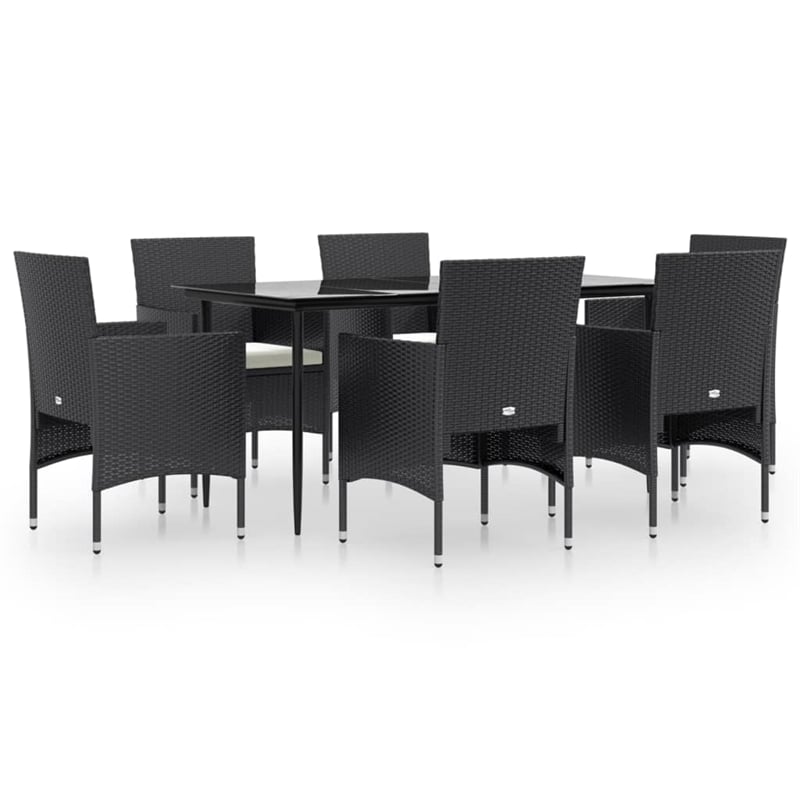 vidaXL Garden Dining Set in Black/Cream White