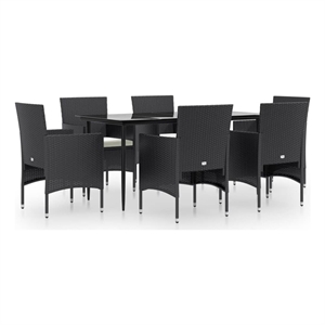 vidaXL Garden Dining Set in Black/Cream White