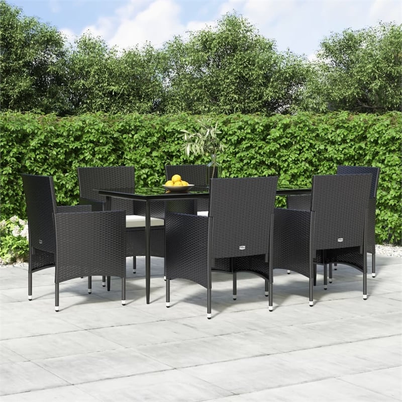 vidaXL Garden Dining Set in Black/Cream White