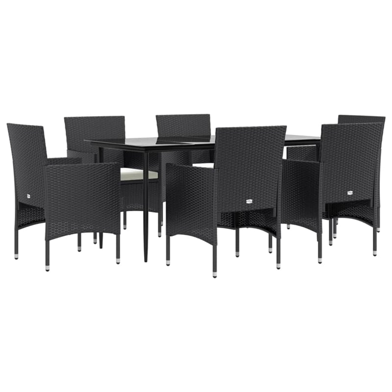 vidaXL Garden Dining Set in Black/Cream White