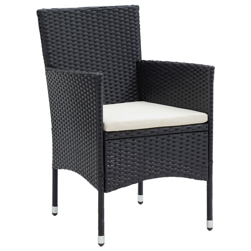 vidaXL Garden Dining Set in Black/Cream White