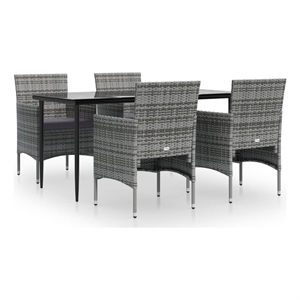 vidaXL 5 Piece Garden Dining Set in Gray/Black