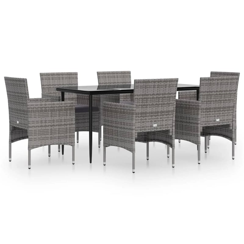 vidaXL Garden Dining Set in Gray and Black
