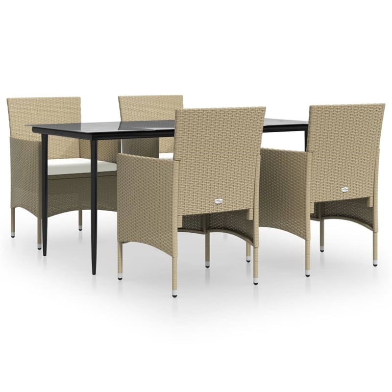 vidaXL Garden Dining Set in Beige and Black
