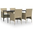 vidaXL Garden Dining Set in Beige and Black